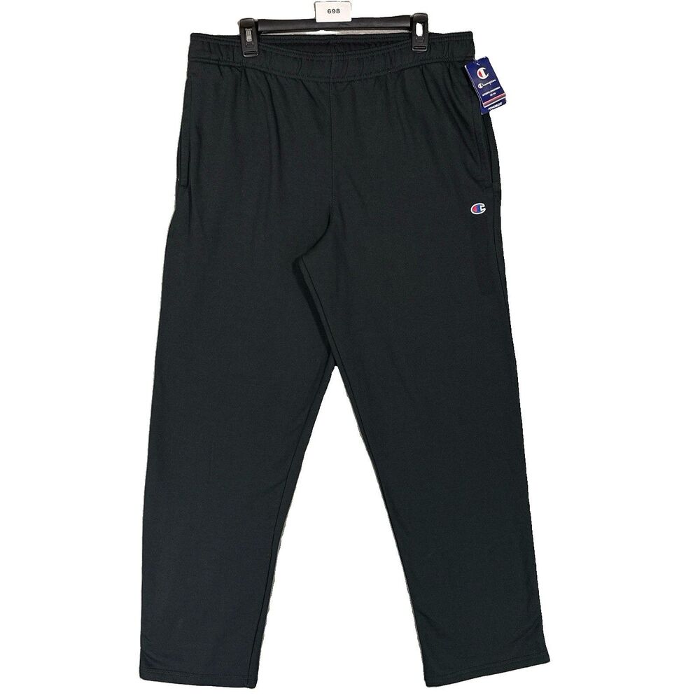 Champion Mens Powerblend Sweatpants Size XL Black Open Bottom Athletic NWT